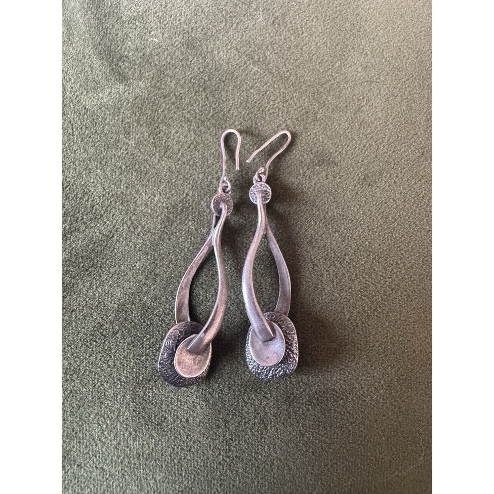 VTG Retired Silpada 925 Sterling Silver Modernist‎ Style Drop Hook Earrings